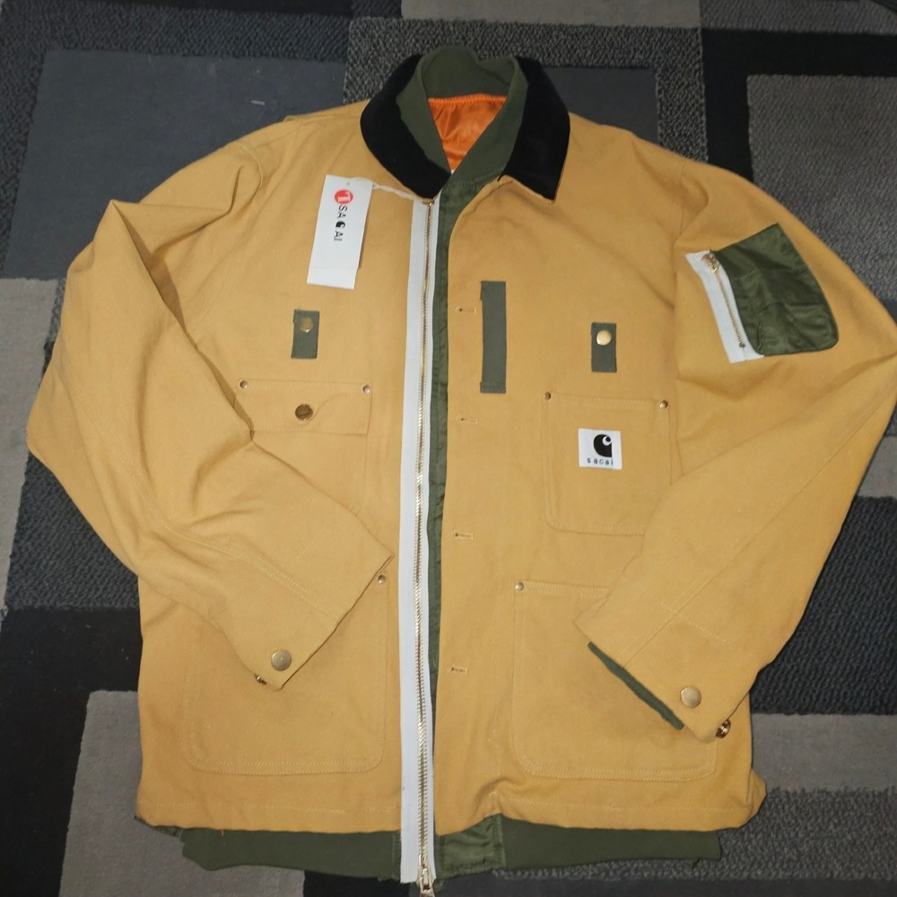 Sacai x Carhartt WIP Canvas Bomber Jacket Mens Large Tan NWT Rare